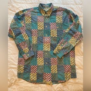Orvis patchwork long sleeve shirt, size large